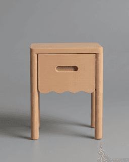 Scalloped Wood Side Table 3d model