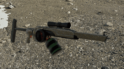 futuristic plasma rifle with human character 3d model