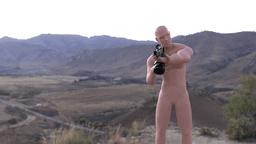 futuristic plasma rifle with human character 3d model