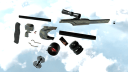 futuristic plasma rifle with human character 3d model