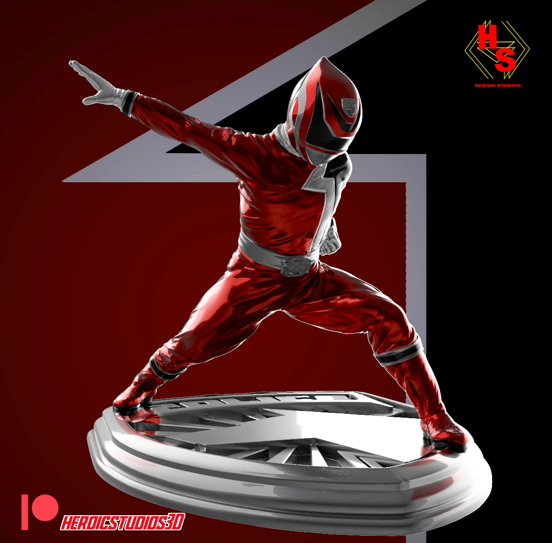 Red SPD Ranger Statue 3d model