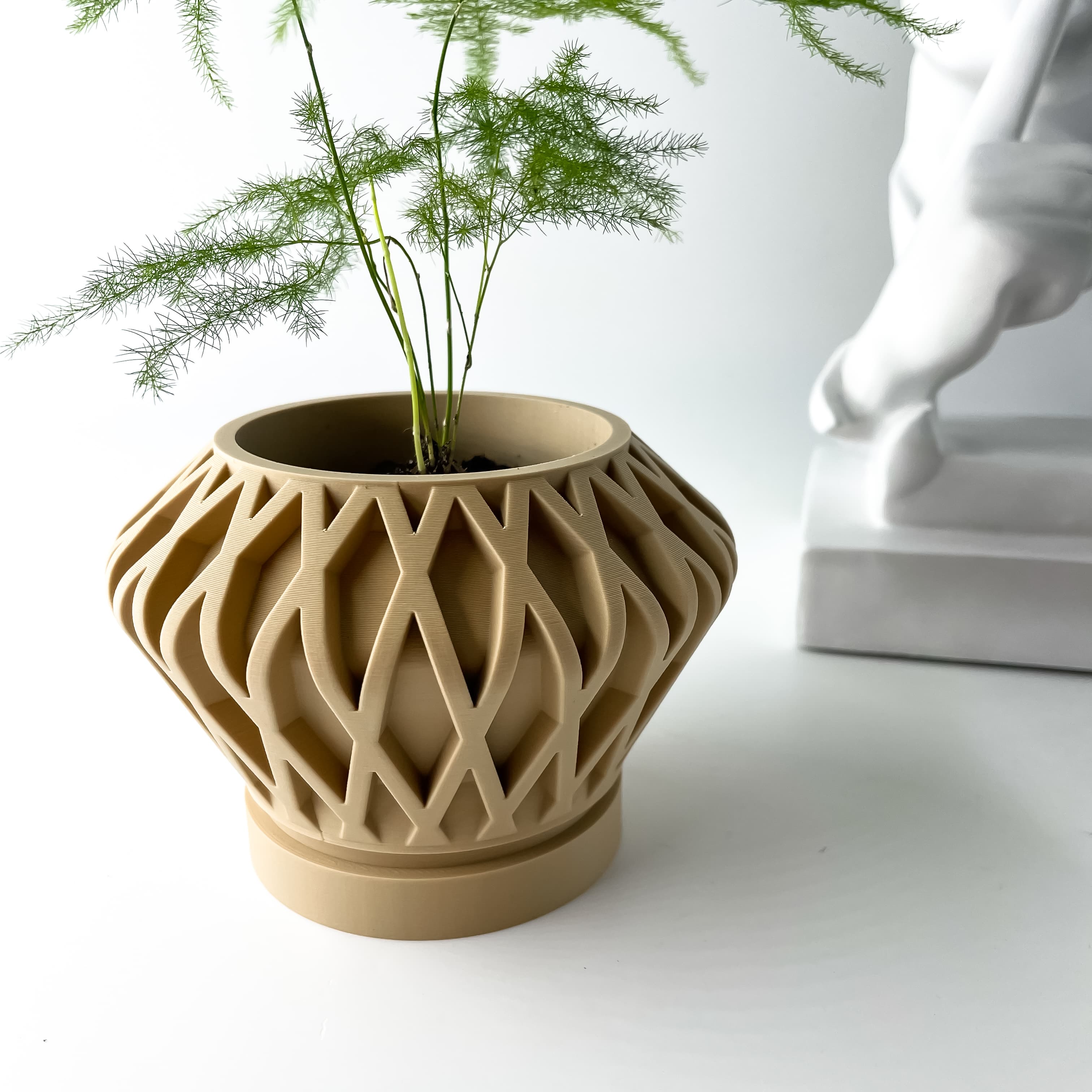 The Suvan Planter Pot with Drainage Tray & Stand | Modern and Unique Home Decor for Plants 3d model