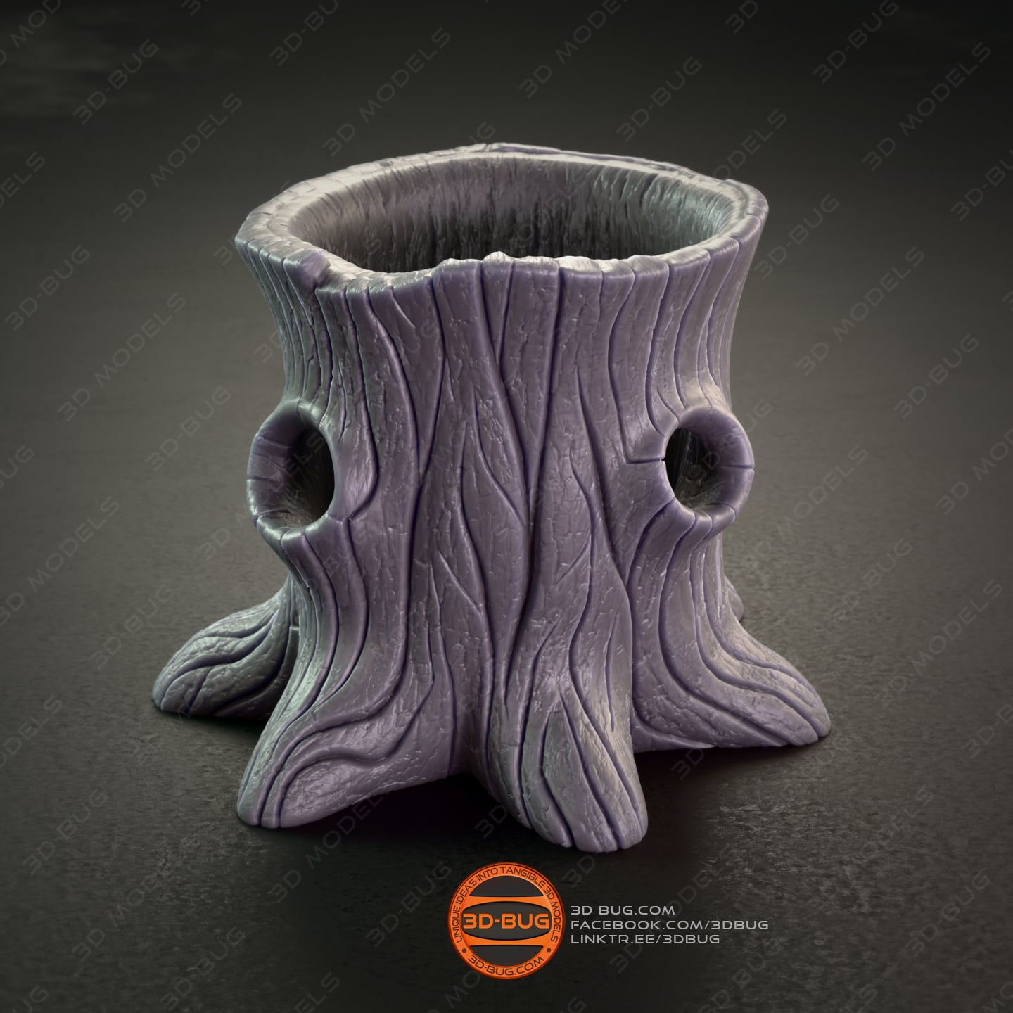 Tree Stump Pen Holder 3d model