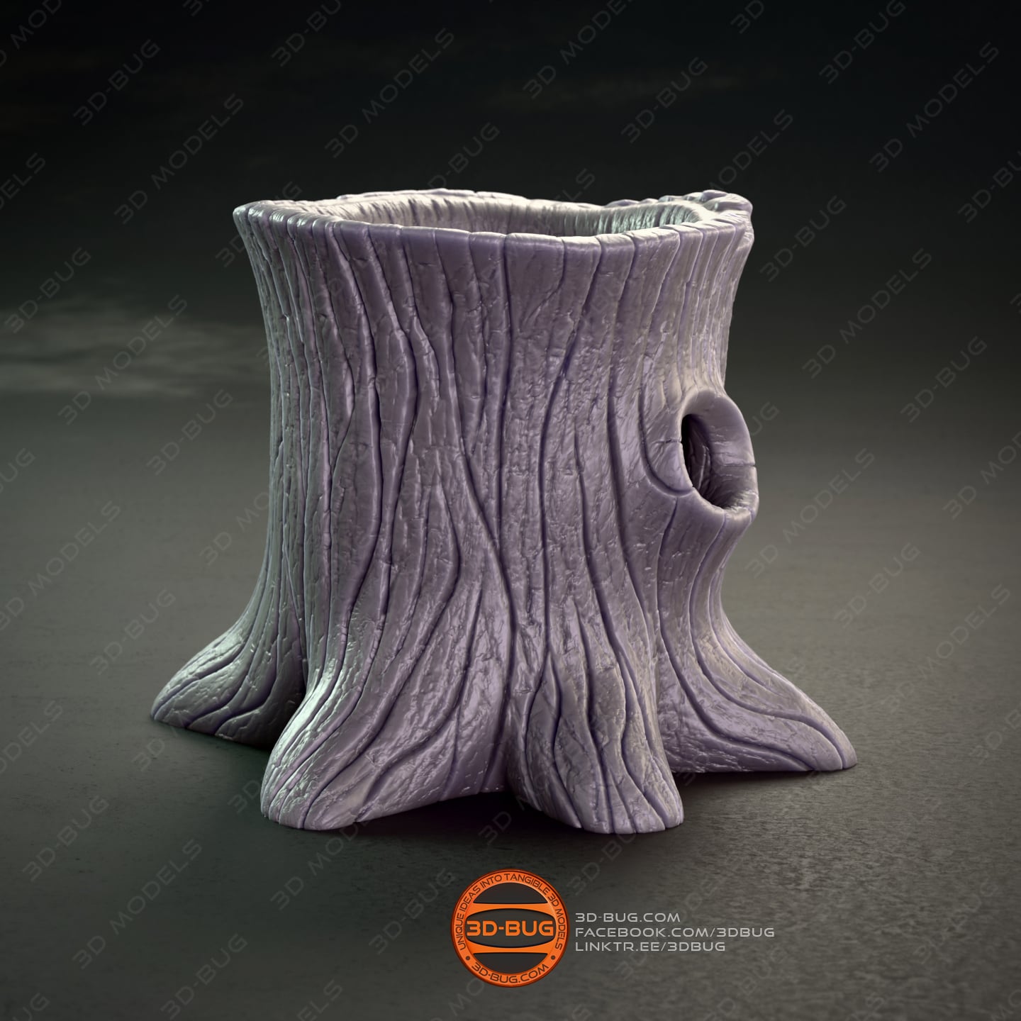 Tree Stump Pen Holder 3d model