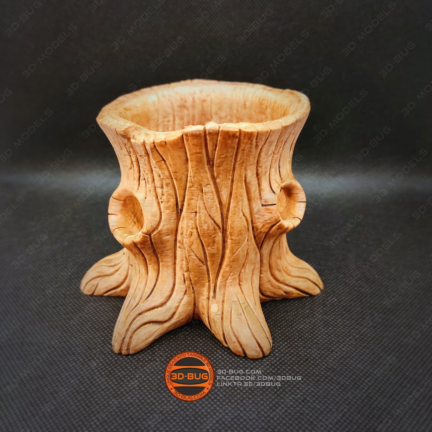 Tree Stump Pen Holder 3d model