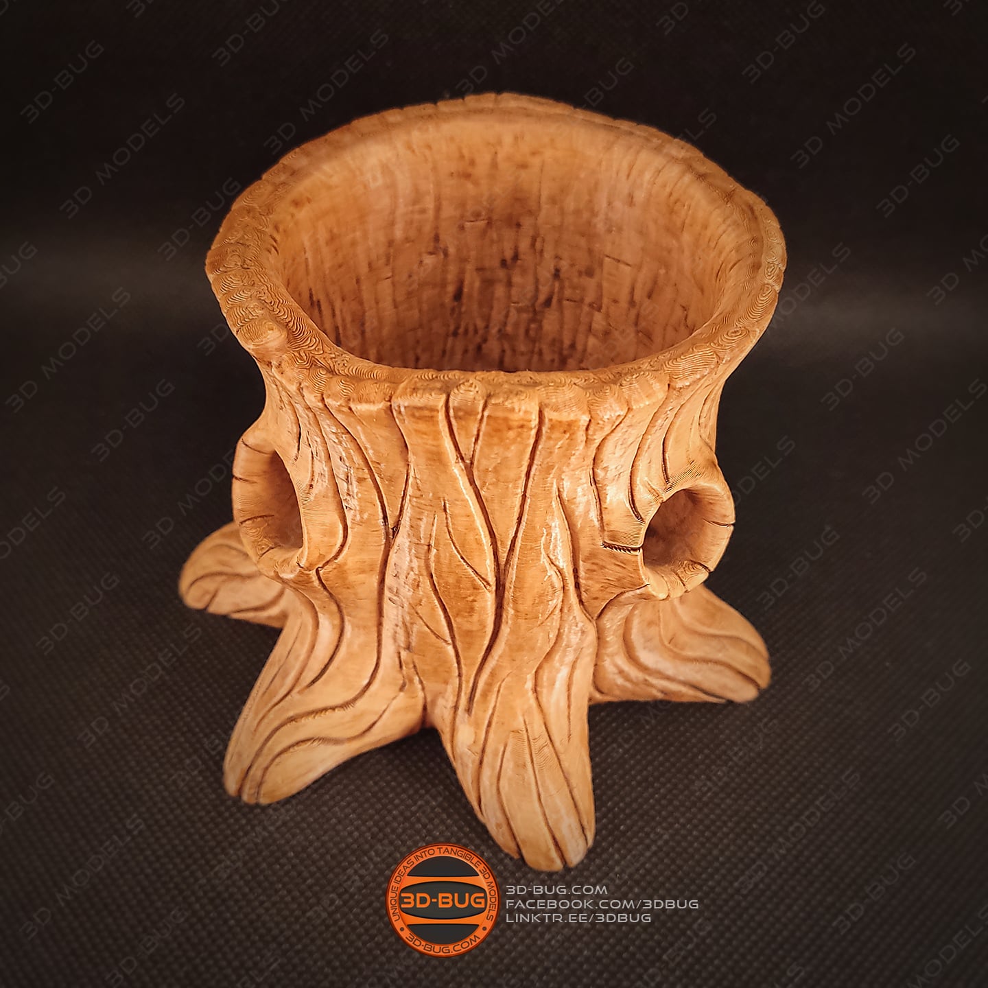 Tree Stump Pen Holder 3d model