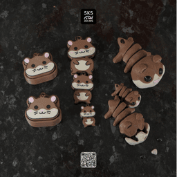 Hamster Wiggle Head Keyring 3d model