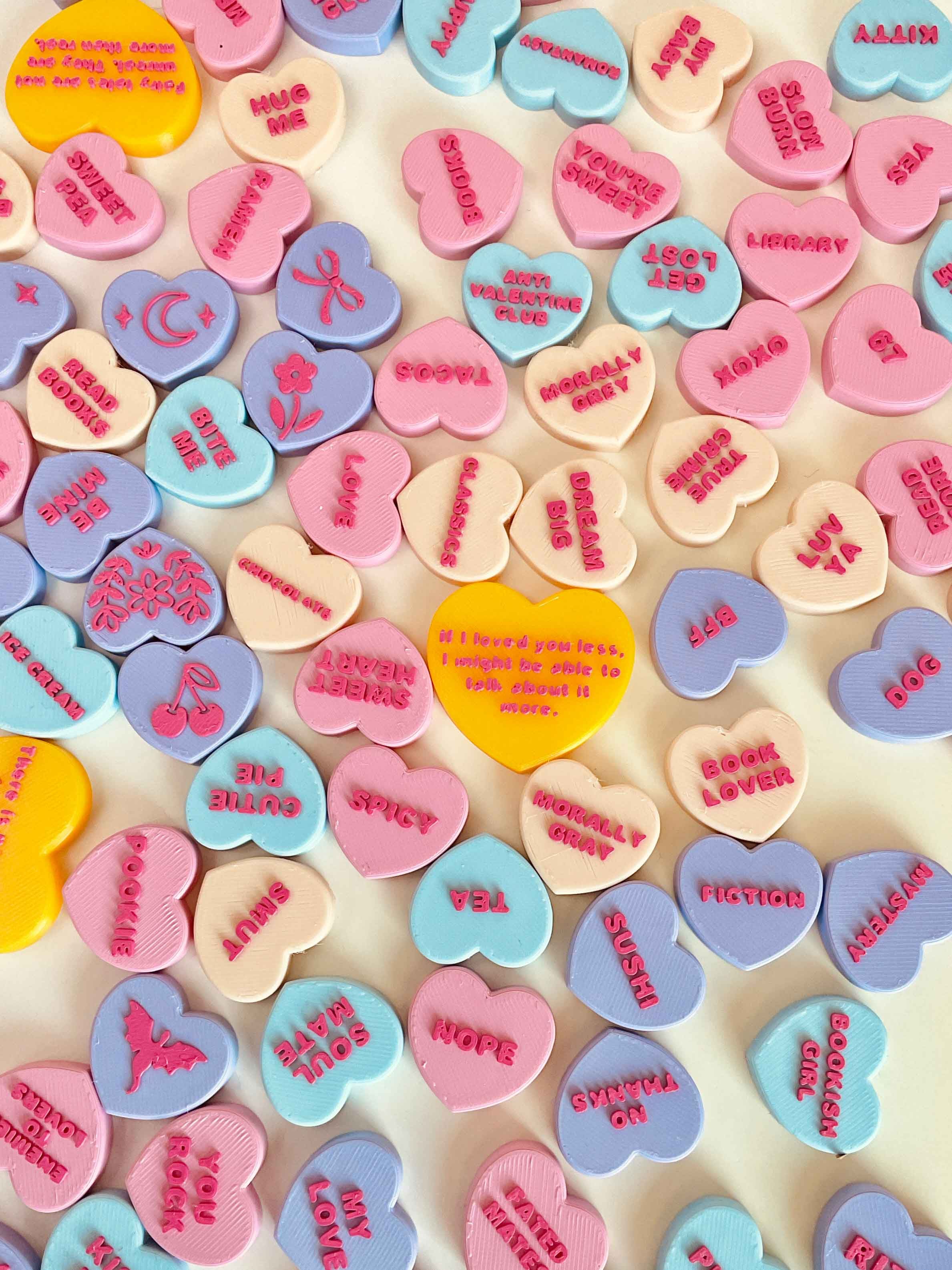 Customizable Valentines Conversation Heart Clicker Keychain Fidget Toy Bundle 3d model
