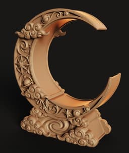 Celestial Crescent Moon Shelf STL | Décor 3D Print | Functional 3d model