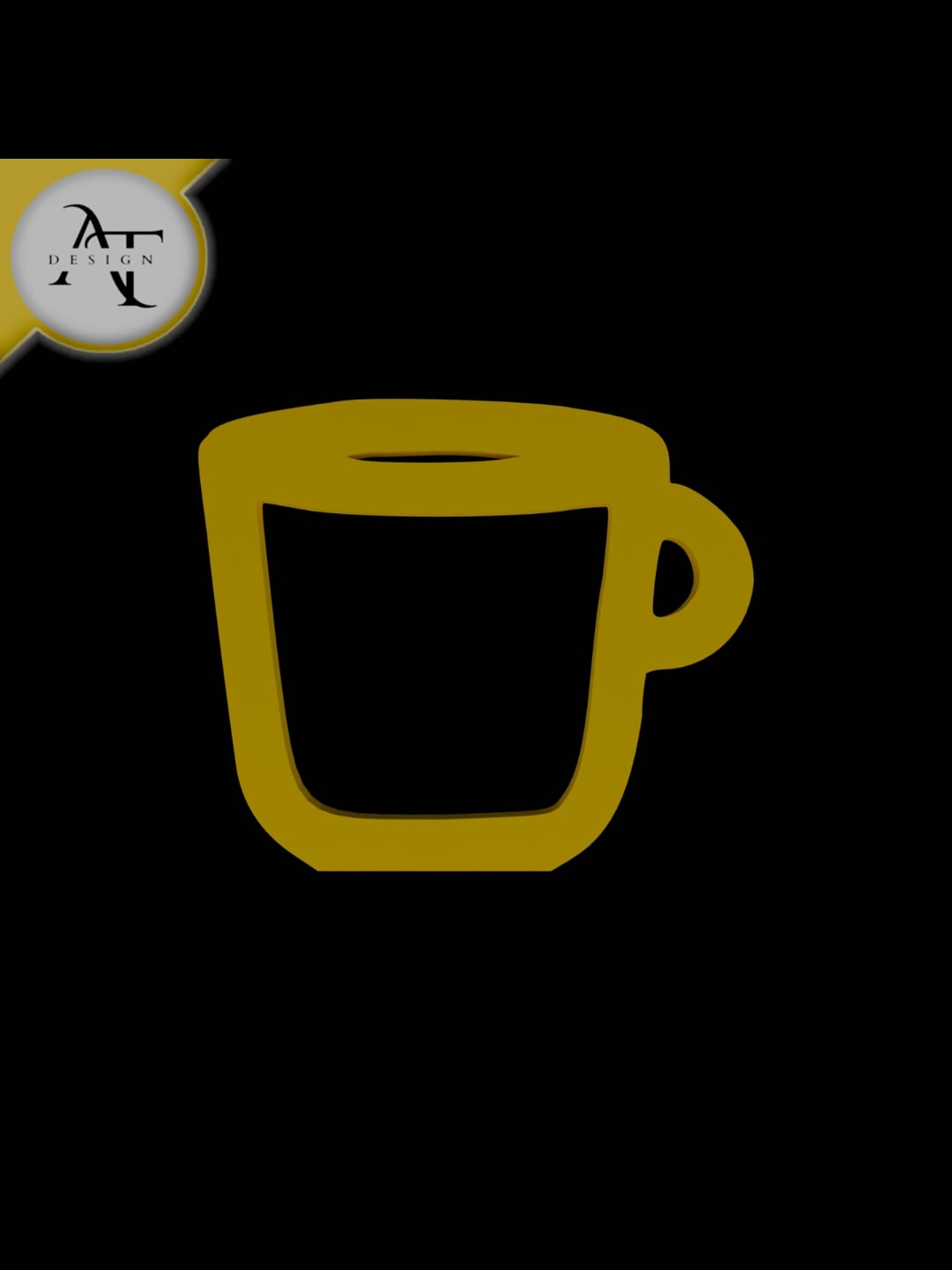 Simple Coffee Cup Symbol - 2D Art 3d model