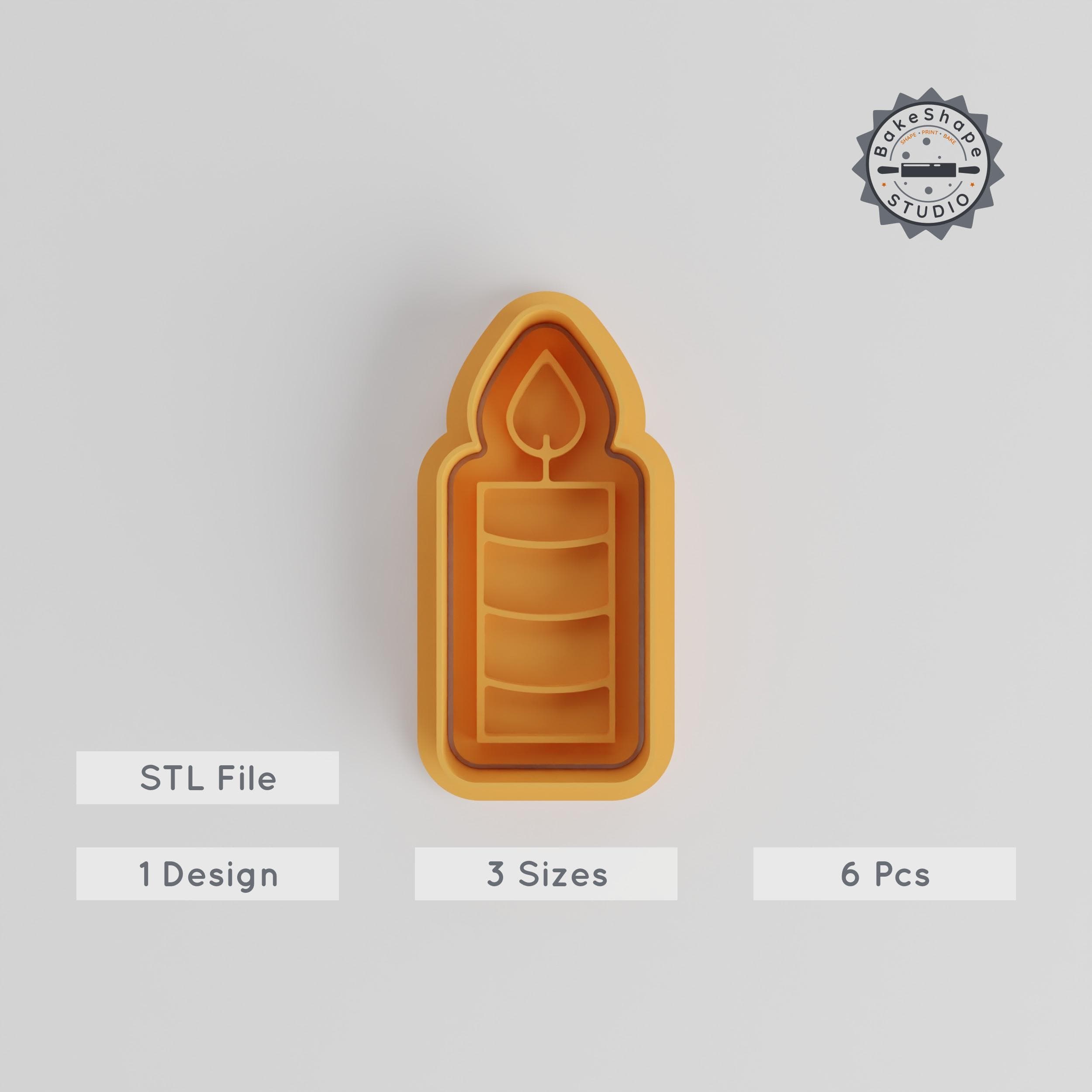 Candle Shape Cutter & Stamp, 6-Piece Set, Perfect for Cookies & Fondant, S/M/L Sizes PRODUCT_4821 3d model