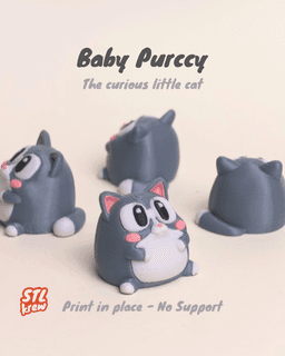 Cute Cat keychain - Purccy no support 3d model