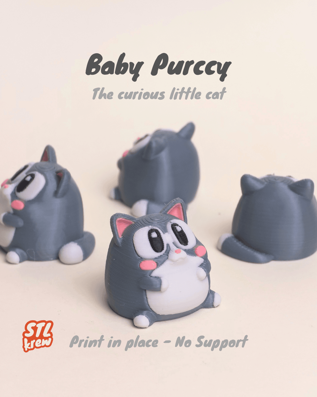 Cute Cat keychain - Purccy no support 3d model