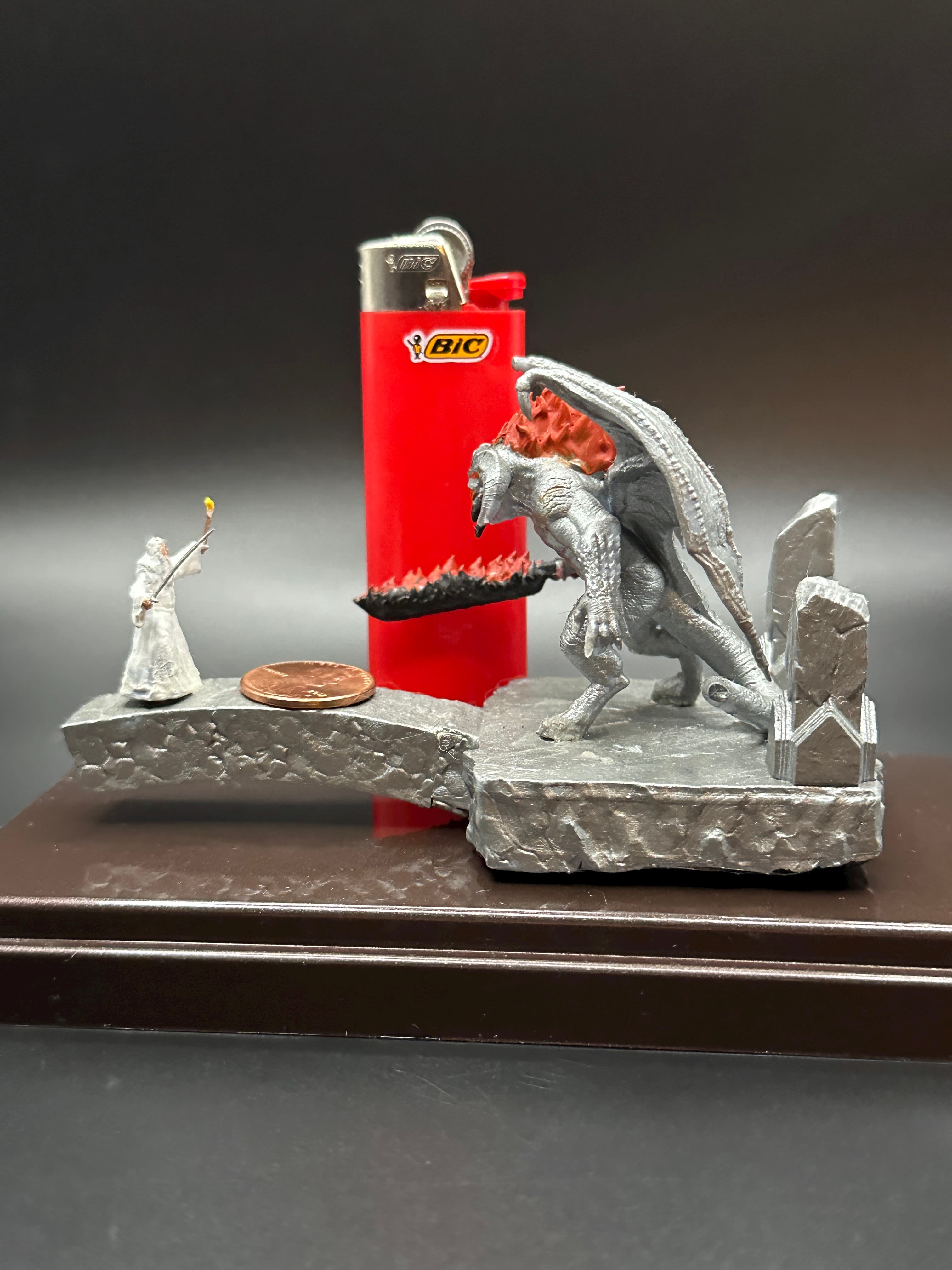 Resin Printed as a miniature scale on old school mars pro. I was impressed it could print soooo small.