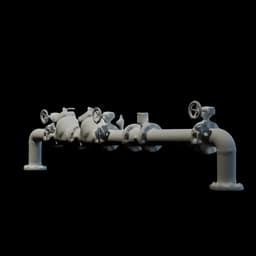 Triple-Valve Industrial Manifold | Heavy Infrastructure | HO/O Scale 3d model