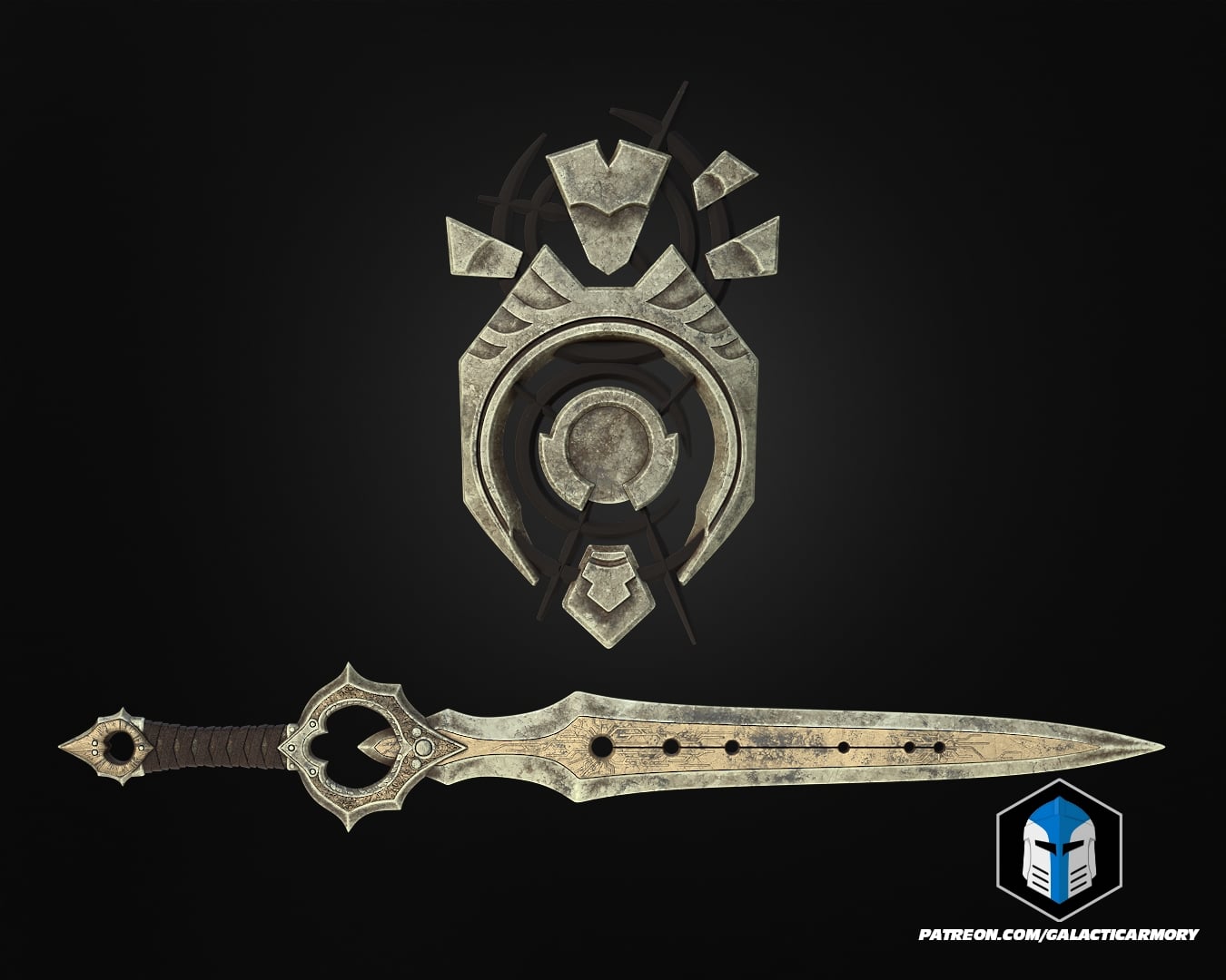 Raidriar Sword and Shield - 3D Print Files 3d model