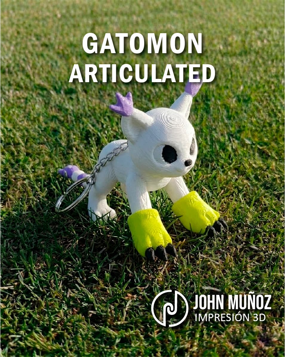 Gatomon Digimon - fidget Toy & Keychain Articulated-free support 3d model