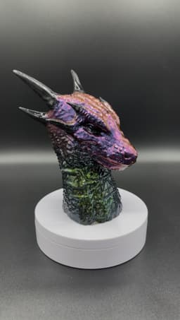 Filament printed, then resin coated, cured, colour shift painted 3d model