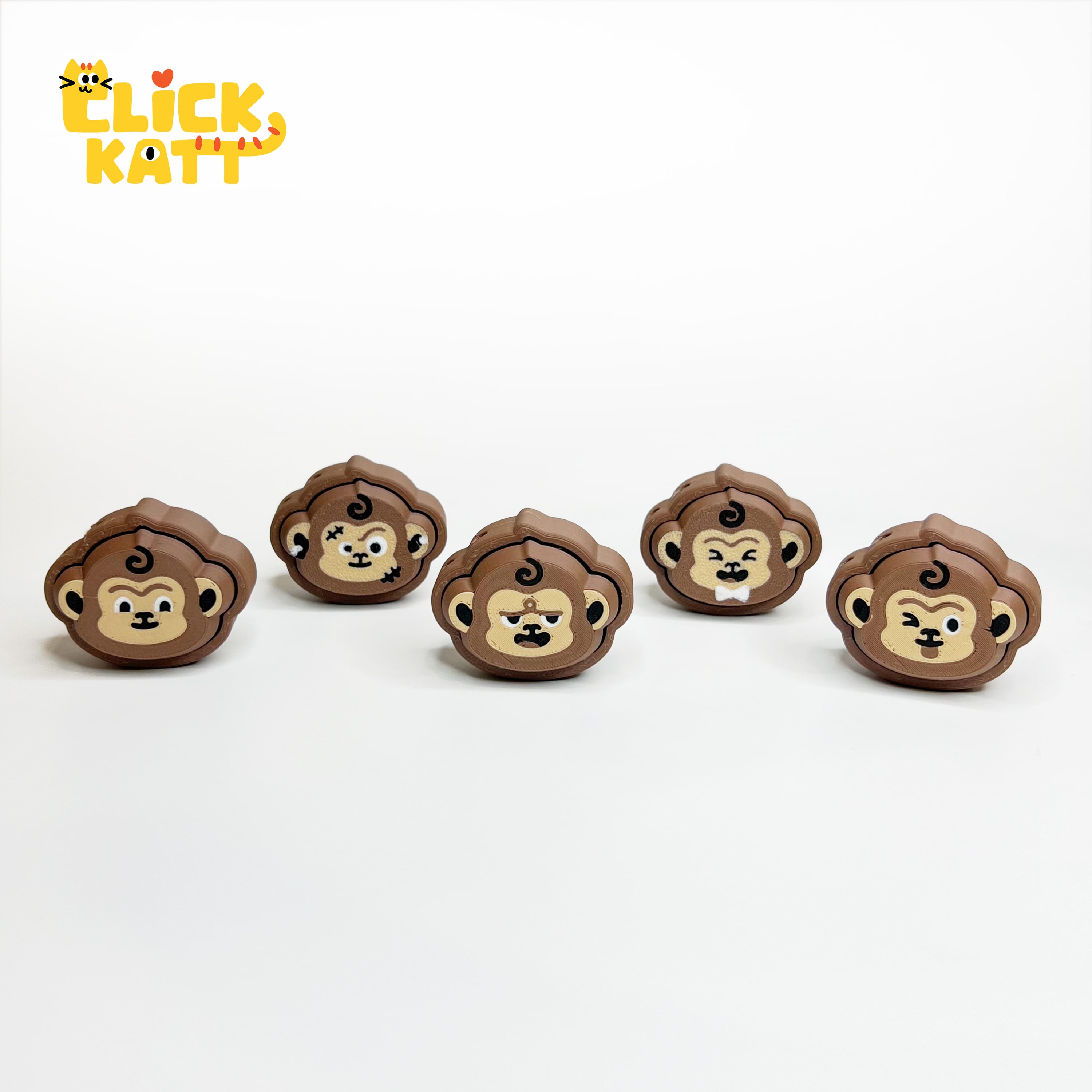 Monkey - Clicker Fidget Toy Keychain 3d model