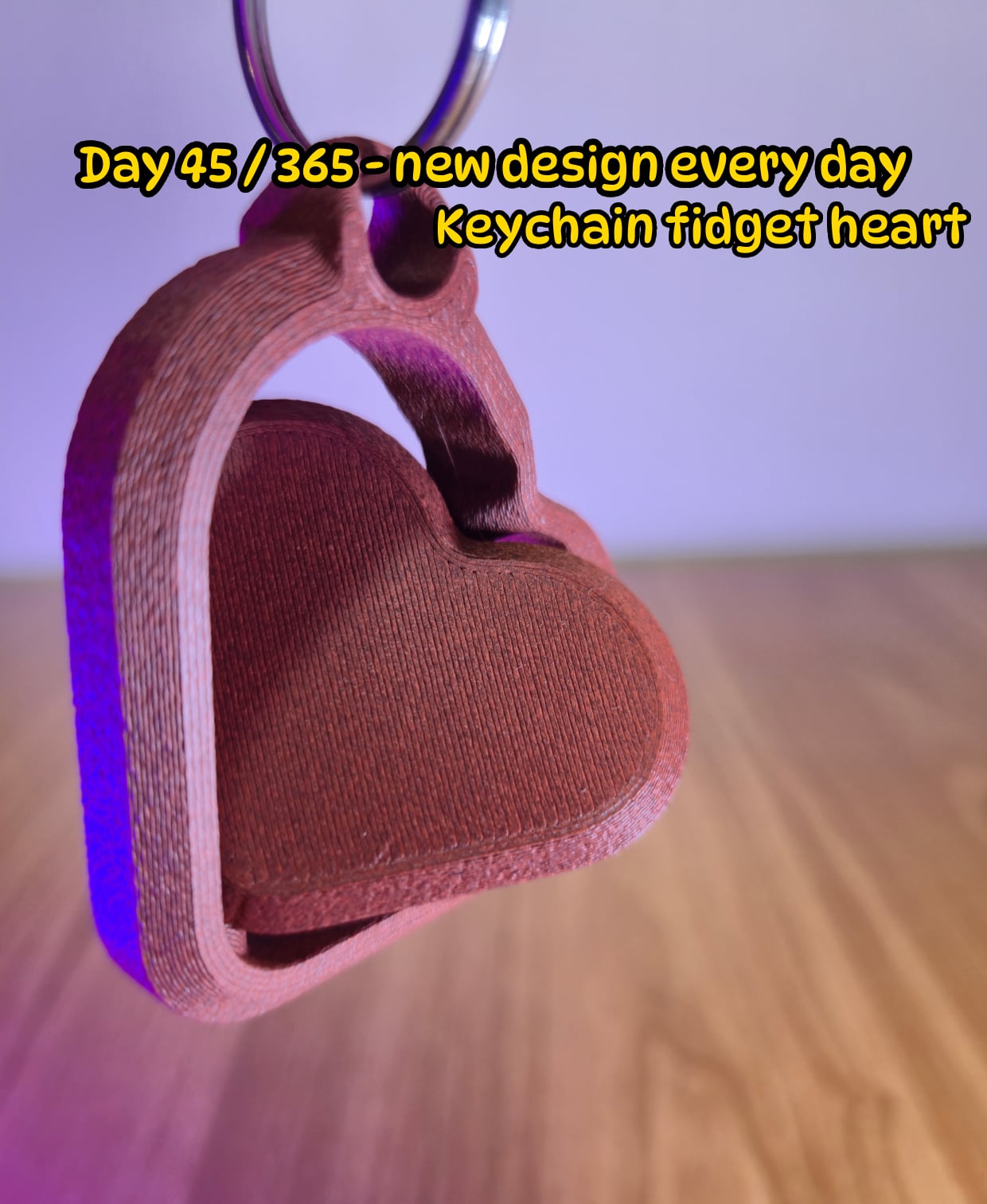 Heart Spinner Keychain – Interlocking Heart Fidget 3d model