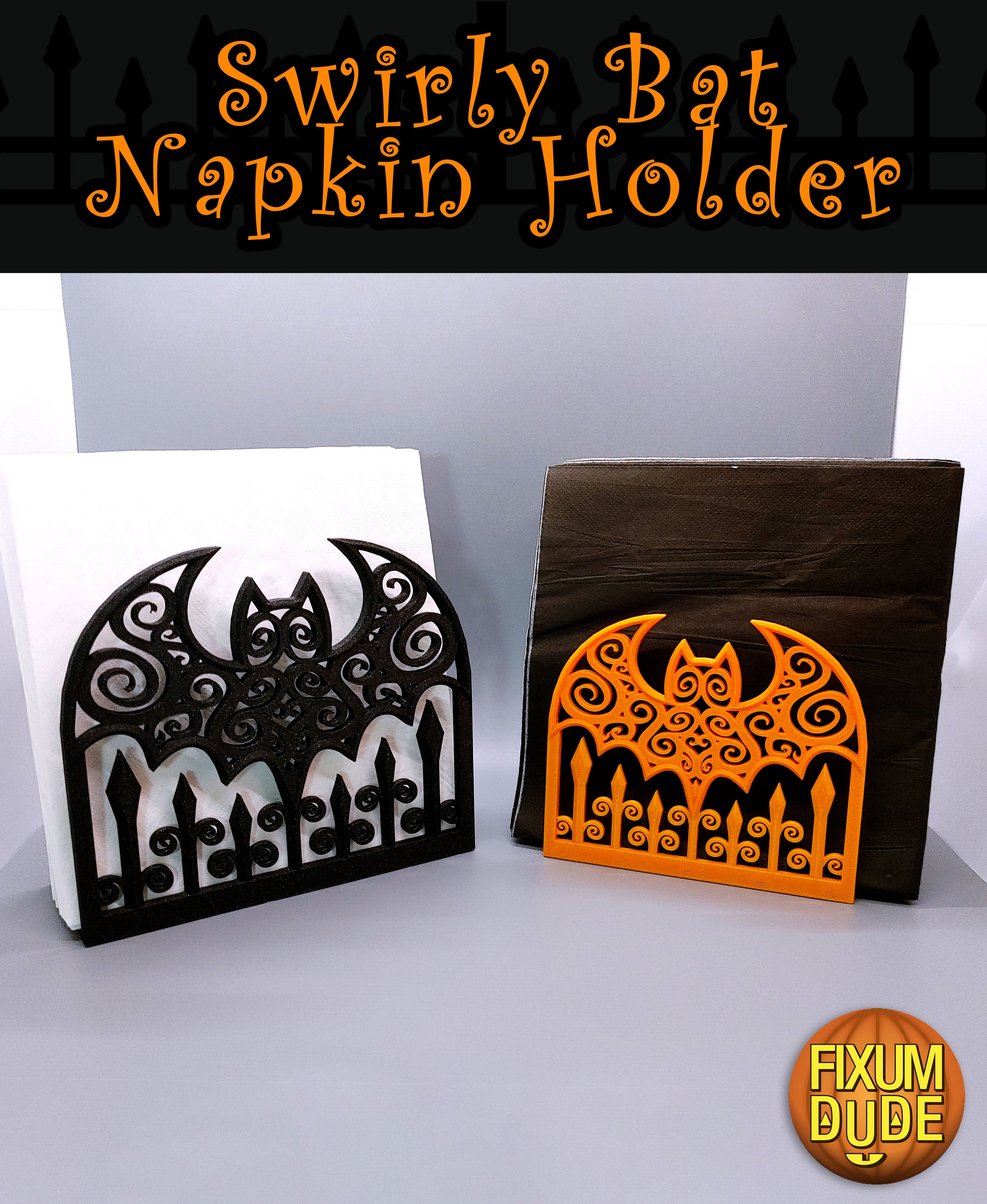 Swirly Bat Napkin Holder 3d model