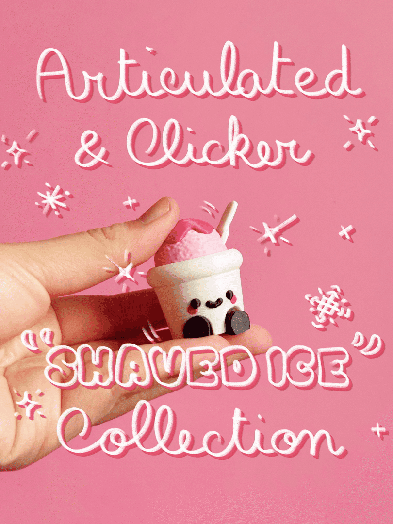 Cute Articulated & Clicker Shaved Ice | Print-in-place | Support-free 3d model