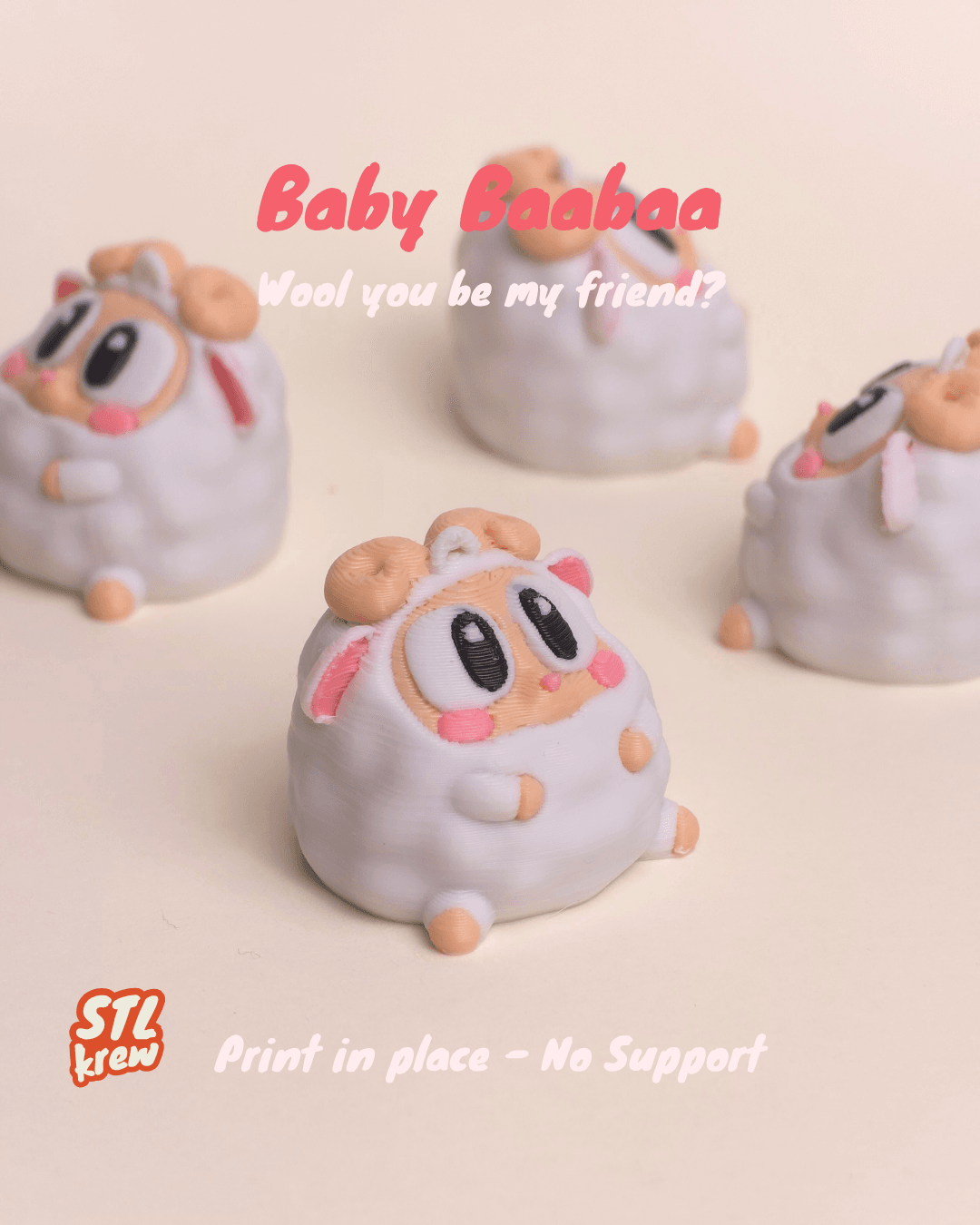 Cute sheep keychain - no support 3d model