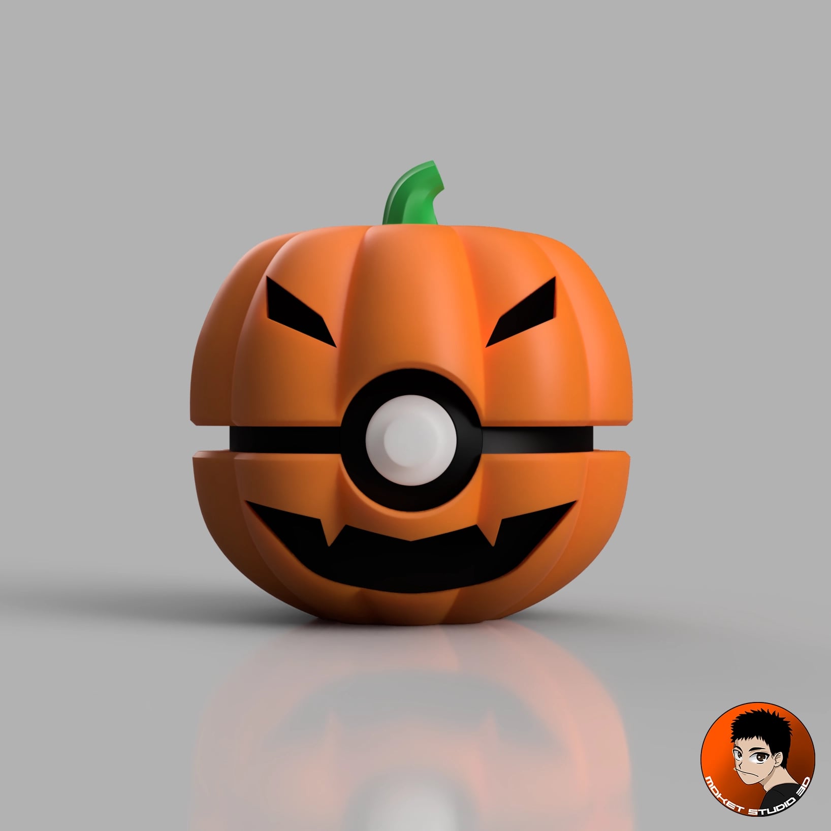 Pumpkin Pokeball 02 - Spooky Fun for Every Trainer 3d model