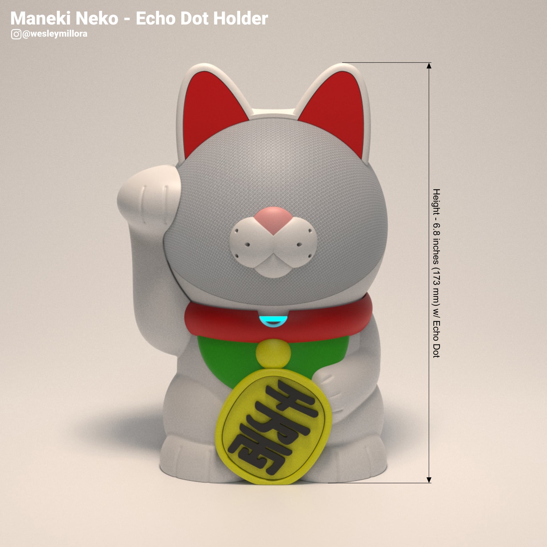 Maneki Neko - Echo Dot Holder 3d model
