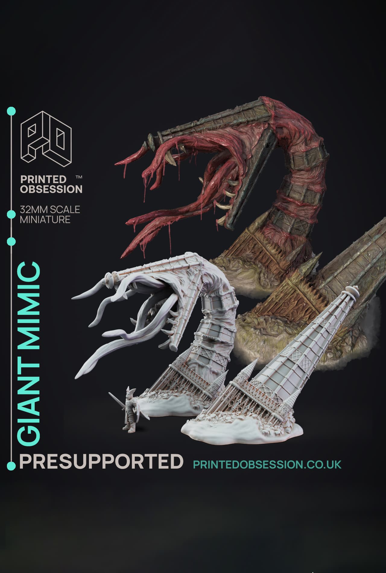 Churr - Giant Church Mimic - PRESUPPORTED - Illustrated and Stats - 32mm scale 3d model