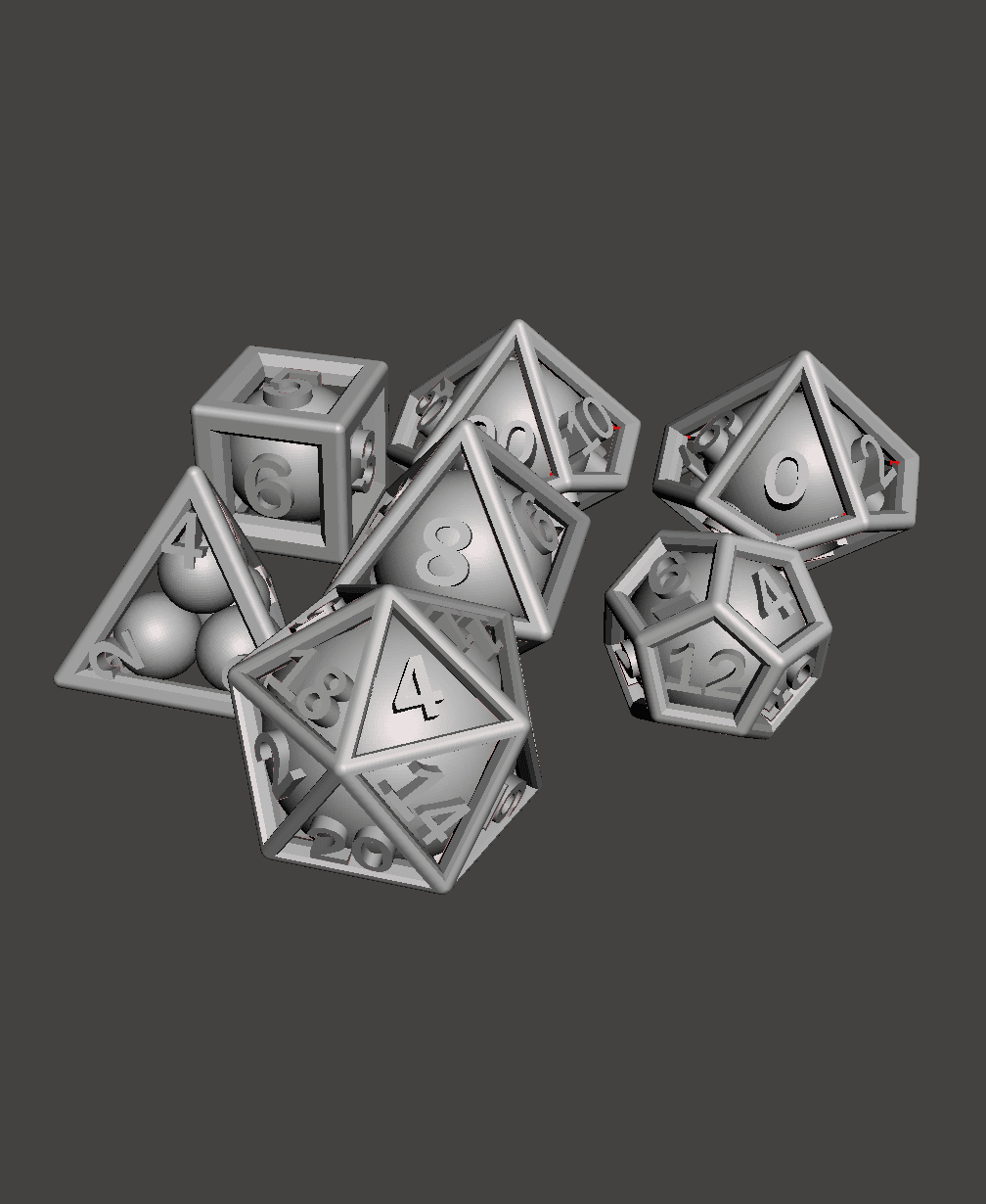 Ball In Cage Dice Set 3d model