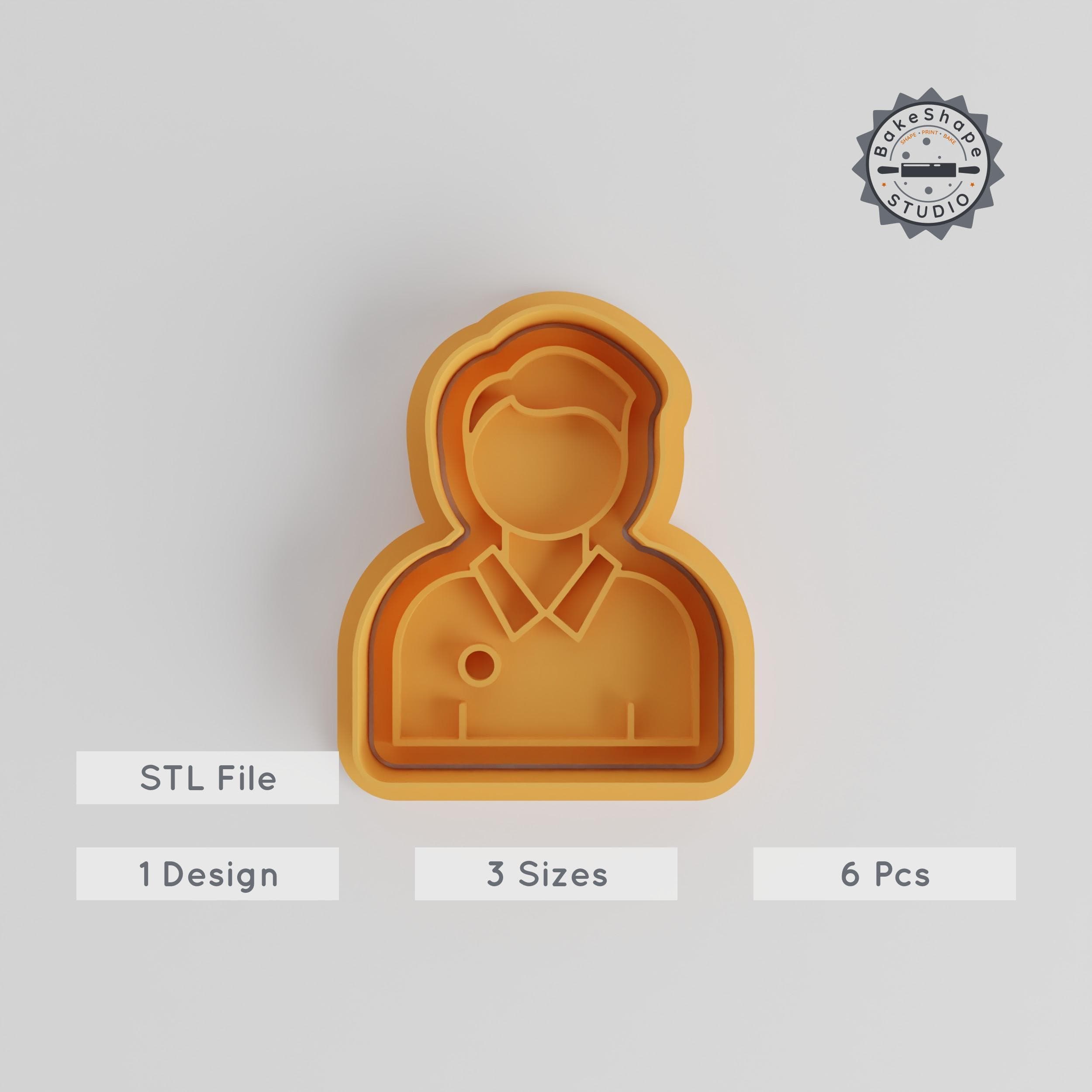 Student Cookie Cutter & Stamp, Education Theme, School Boy Design, Set of 6, Small/Medium/Large Sizes, Perfect for Cookies & Fondant PRODUCT_2963 3d model