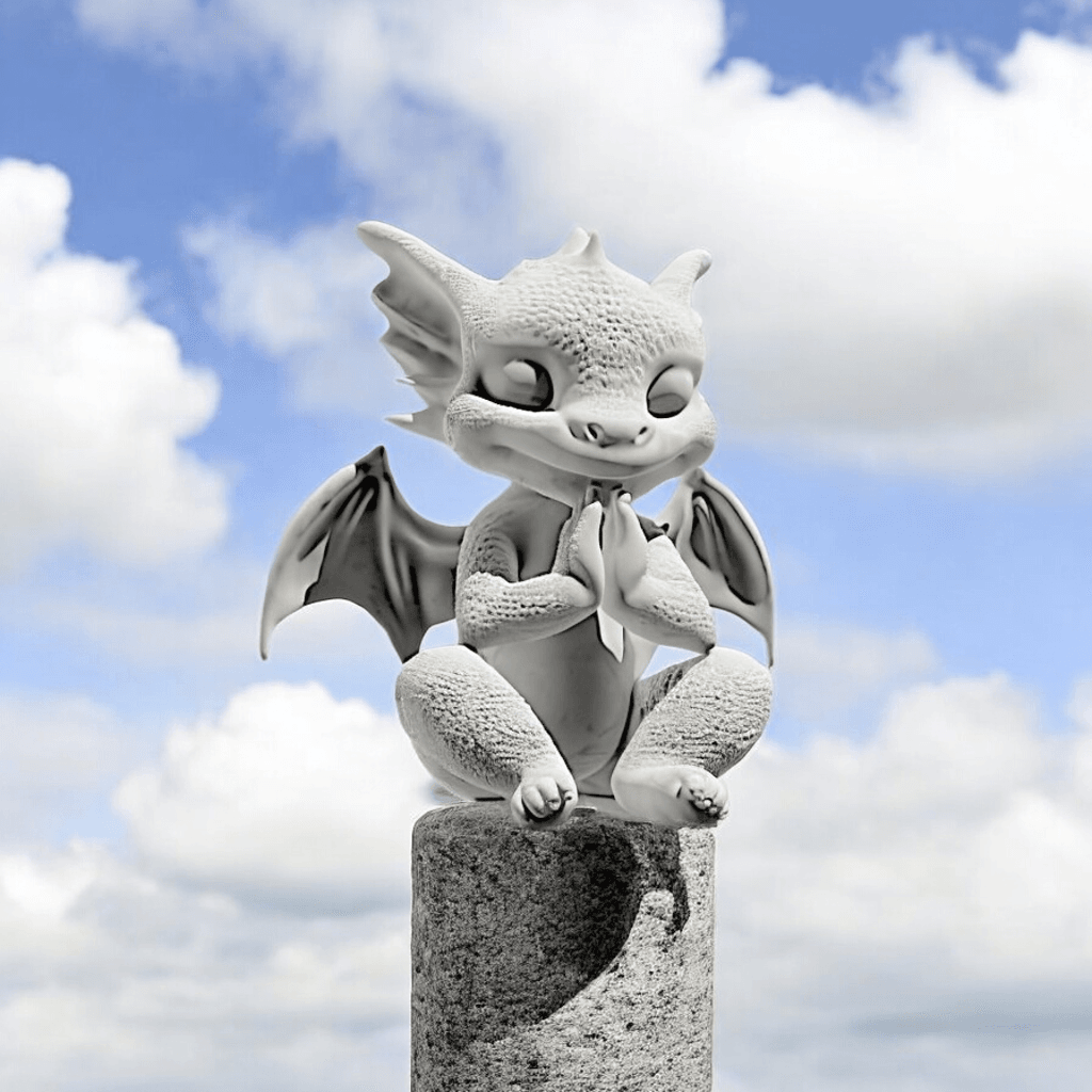 Baby Dragon Statue - Meditating 3d model