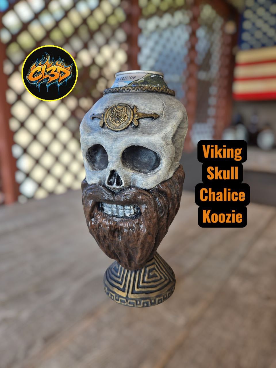 Viking Skull Chalice Can Koozie 3d model