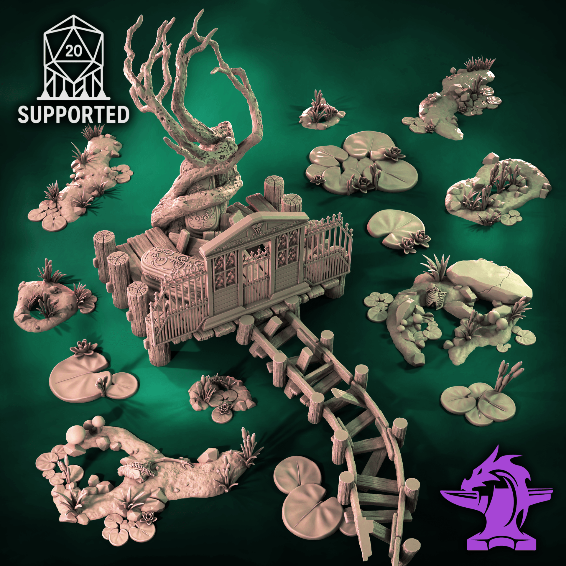 Swamp Mausoleum Tabletop Terrain Set 3d model