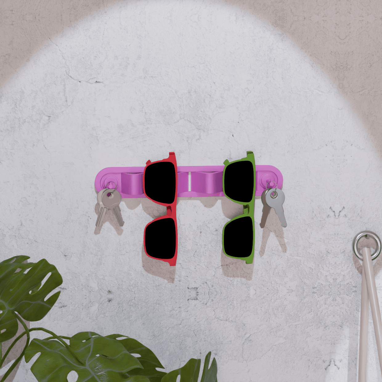 Modular Wall-Mounted Sunglasses and Key Organizer Rack 3d model