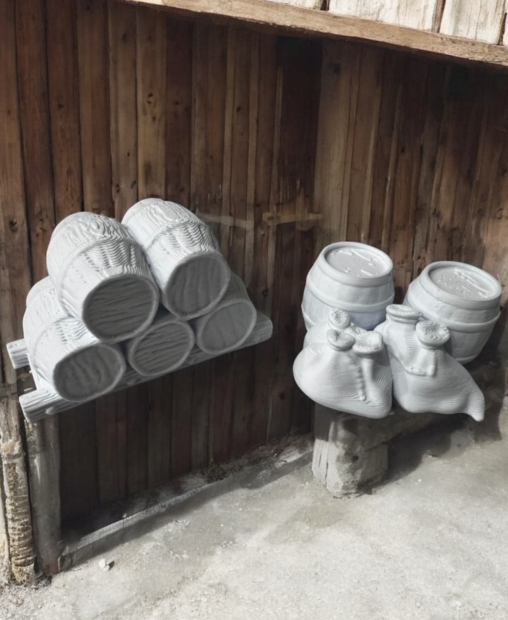 Barrels on a Pallet Barrels and sacks 3d model