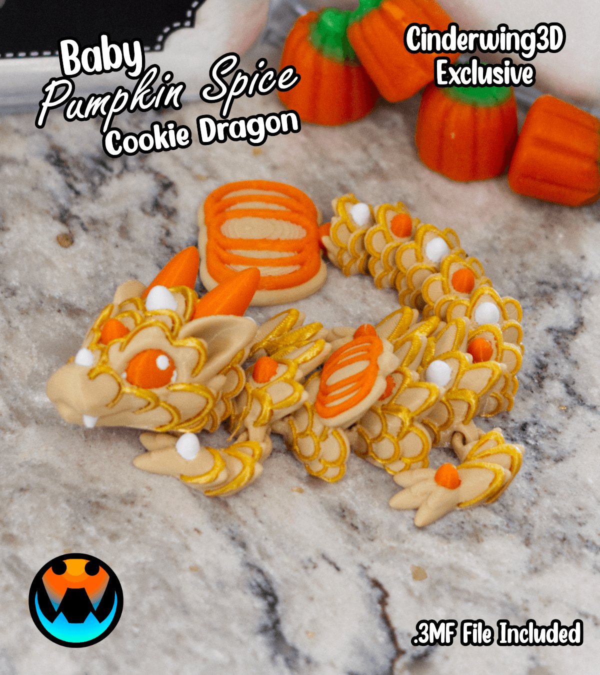 Baby Pumpkin Spice Cookie Dragon 3d model