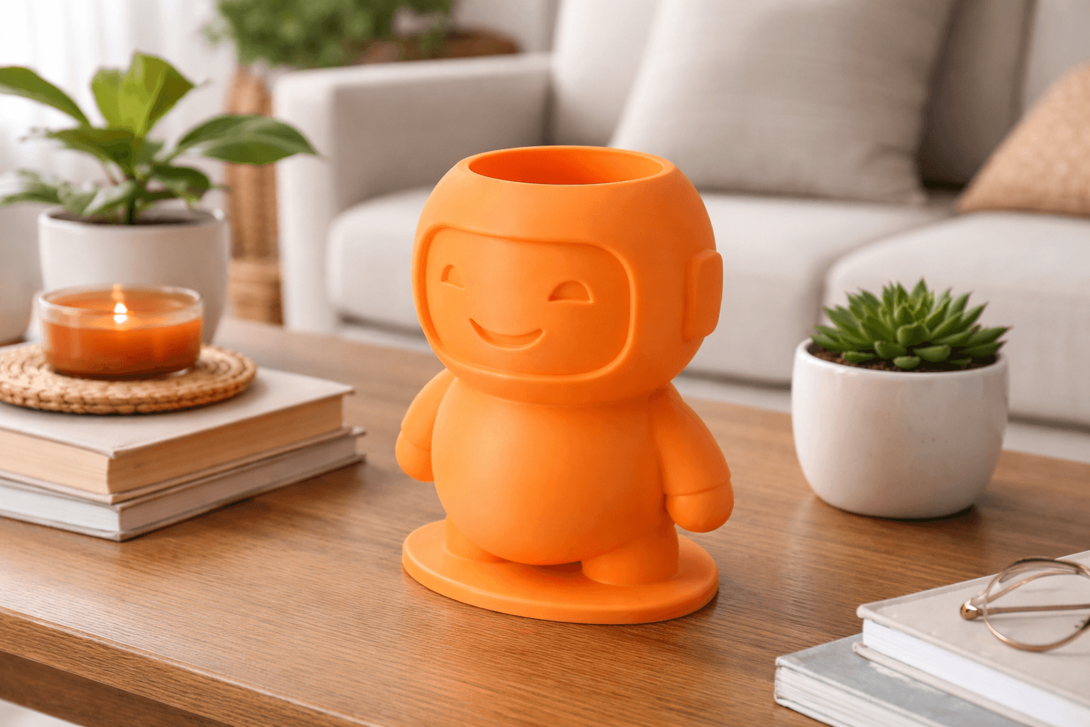 Smiley Robot Vase - Cute Desk Decor 3d model