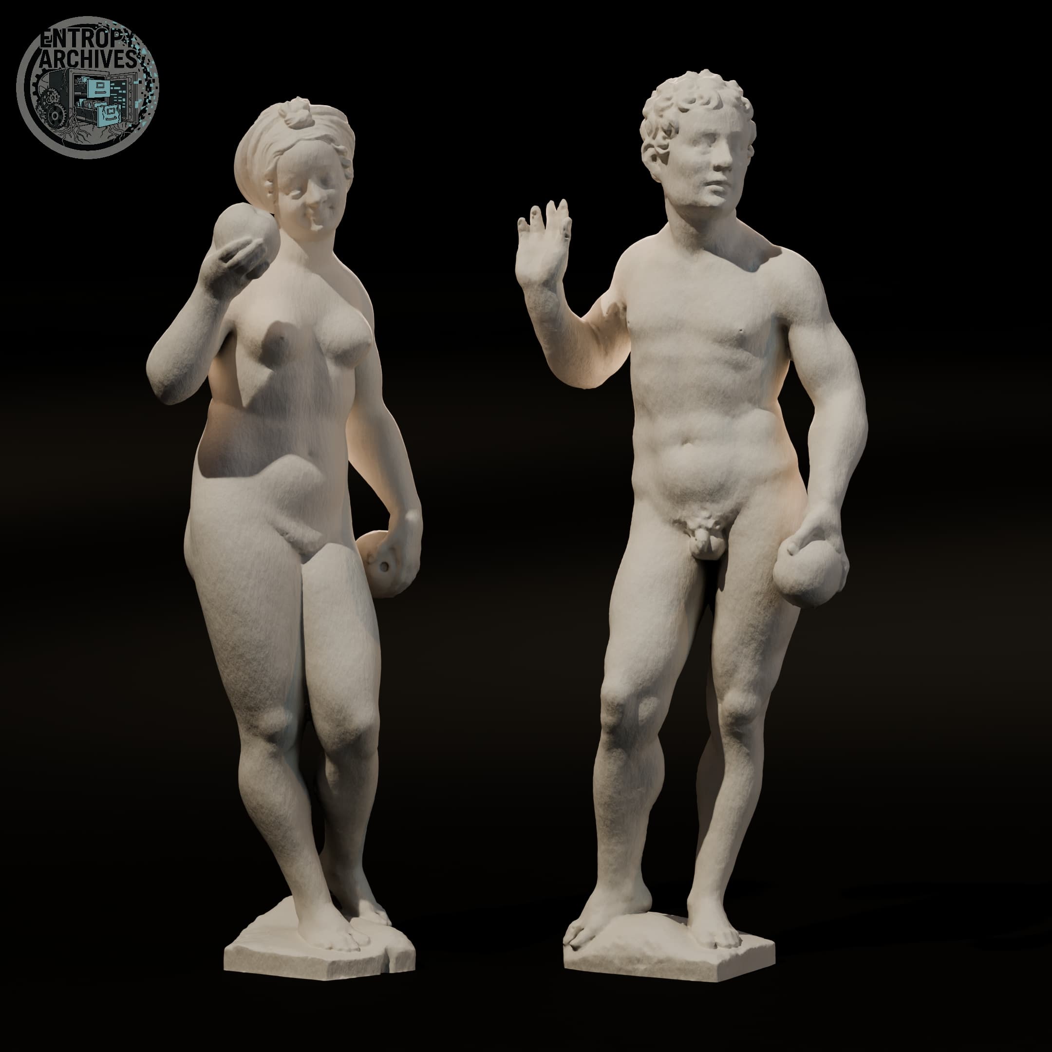 Historic Adam and Eve Classical Sculptures | 28mm/32mm Heroic 3d model