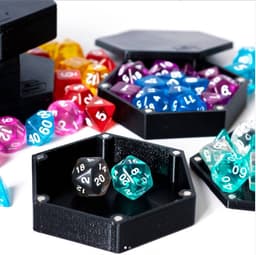 Dice tray - Printed in black PLA. I alternate the orientation of the magnets so the lid will always snap on - any lid with any base! Even two bases could snap together for extra space. - 3d model