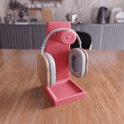 Modern Headphone Stand with Integrated Tray 3d model