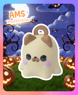 Little Ghost Keychain: Pug Dog (Multicolor) 3d model