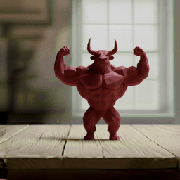 Buff Bull Low Poly - Geometric Bodybuilder Sculpture 3d model