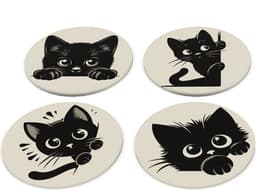 Cute Black Cat Coasters - 14 Pack 3d model
