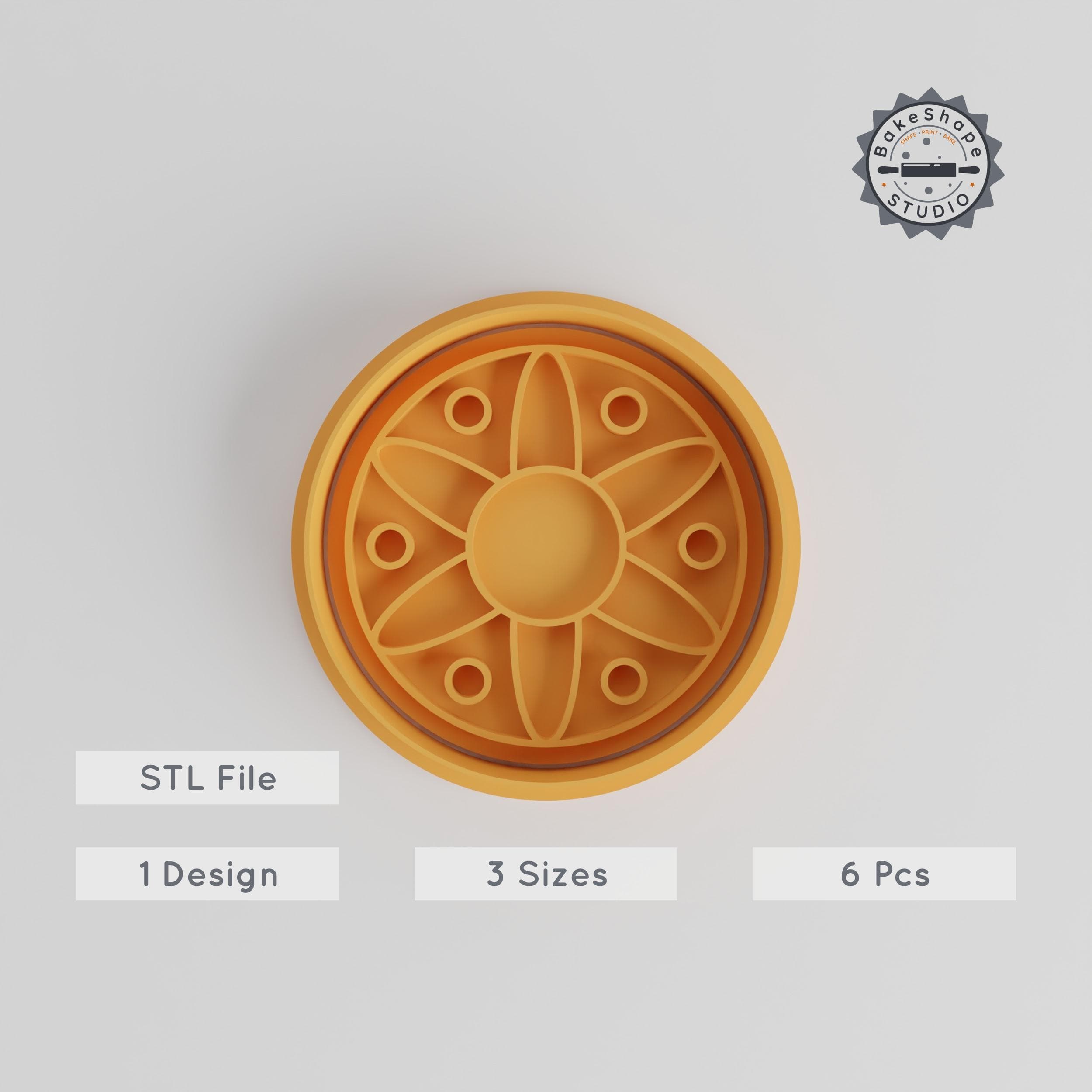 Mandala Shape Cutter & Stamp Set, Geometric Ornament, Decorative Circle Design, 3 Sizes for Cookies & Fondant, S/M/L, 6 Pieces PRODUCT_5164 3d model