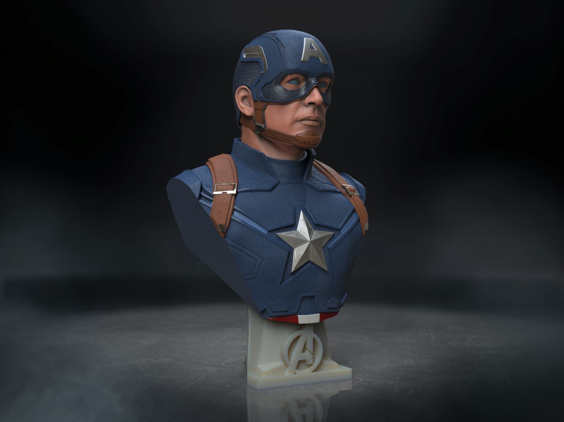 Captain America Bust (Pre-Supported) 3d model