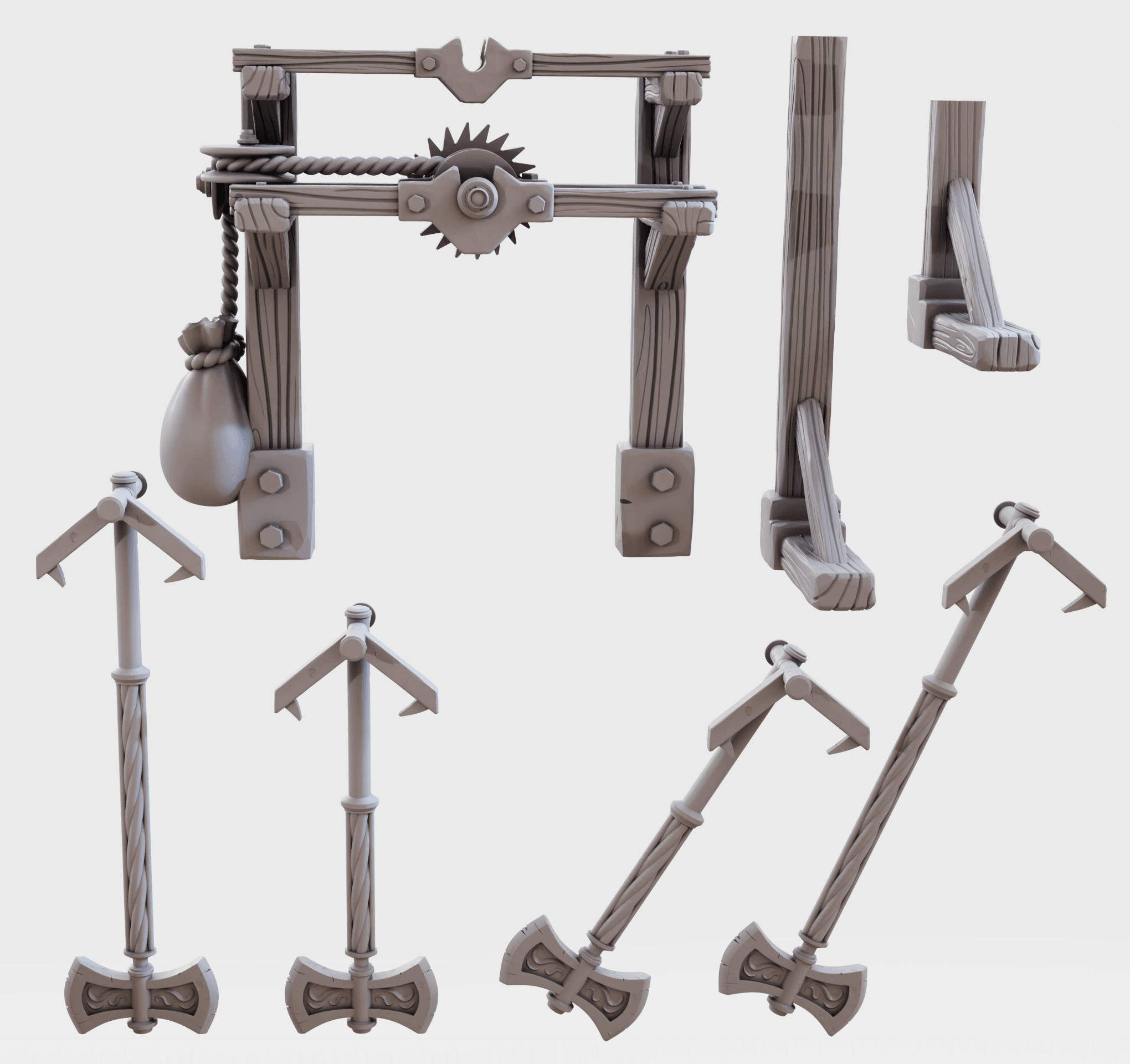 Tabletop Axe Trap For RPG Tabletop Games 3d model