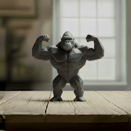 Buff Gorilla Low Poly - Bodybuilder Ape Sculpture 3d model
