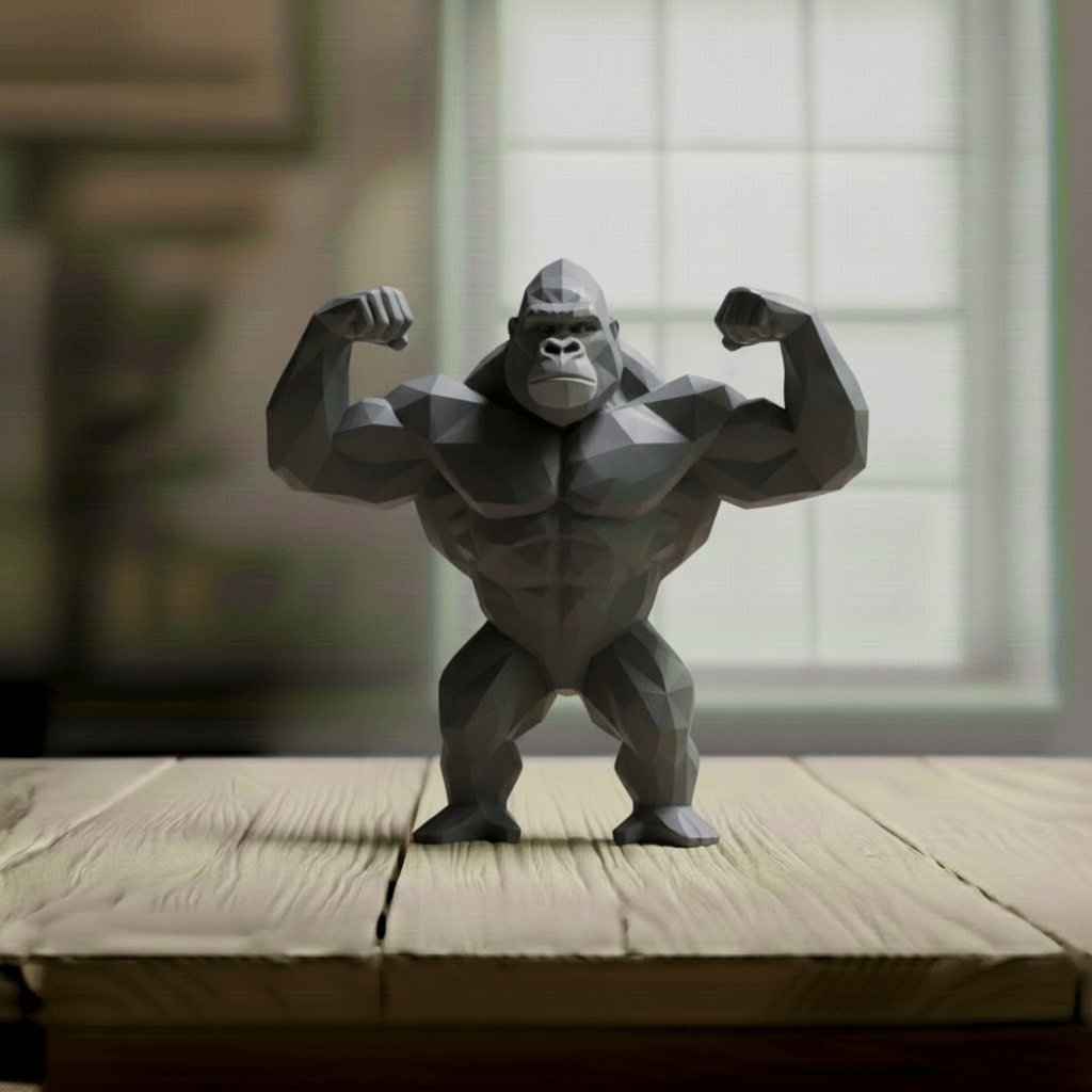 Buff Gorilla Low Poly - Bodybuilder Ape Sculpture 3d model